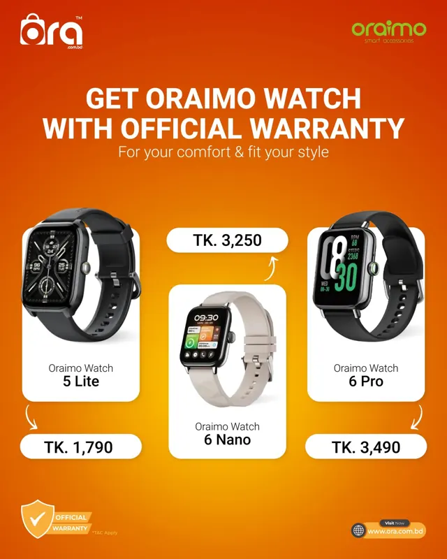 Oraimo Watch Price Lineup, Ora.com.bd